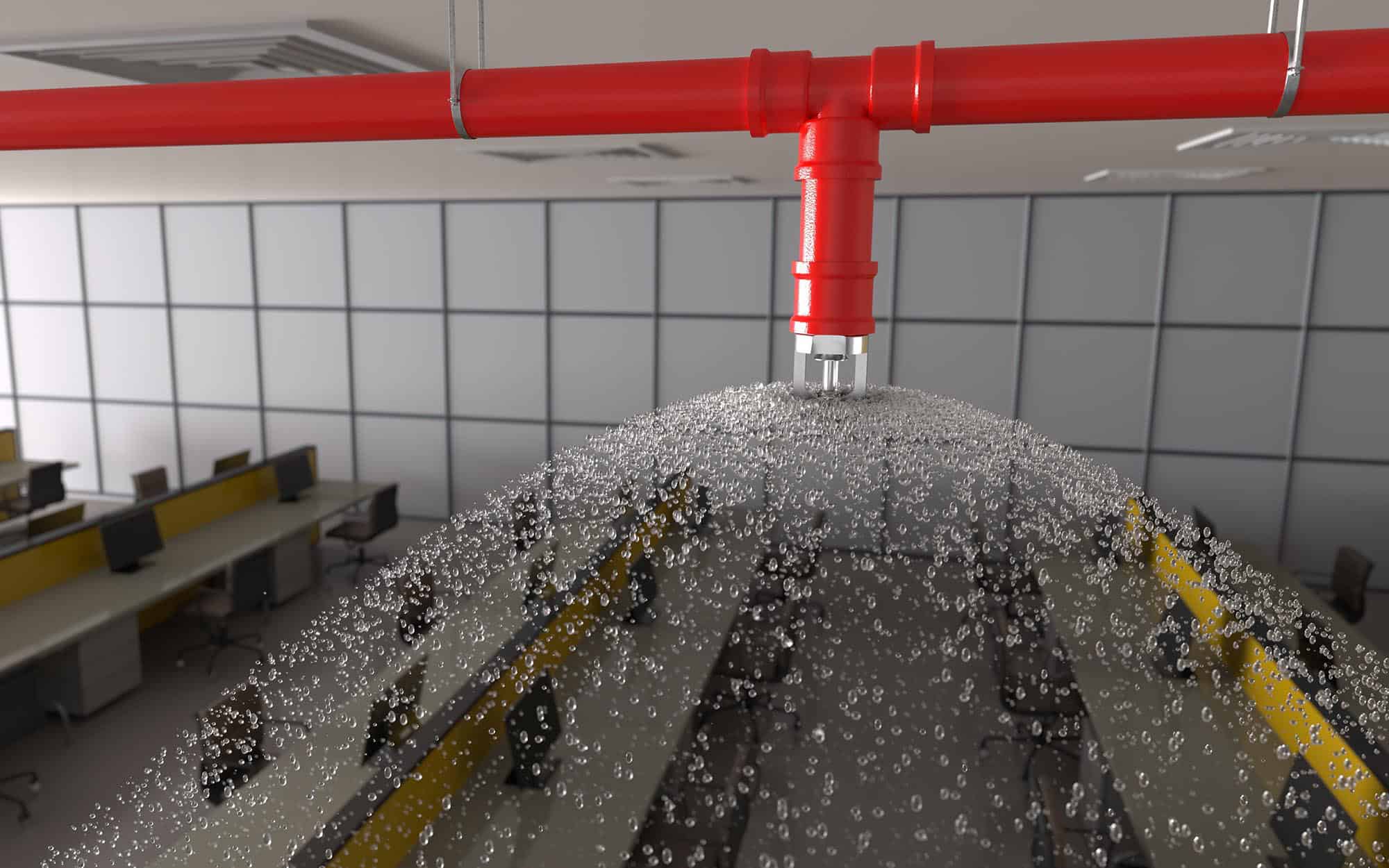 Fire-sprinkler-going-off-in-commercial-building